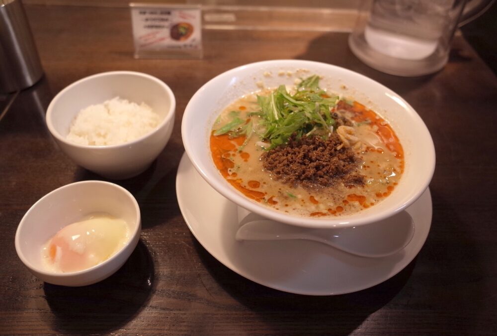 担担麺(白胡麻)+温玉＋半ライス