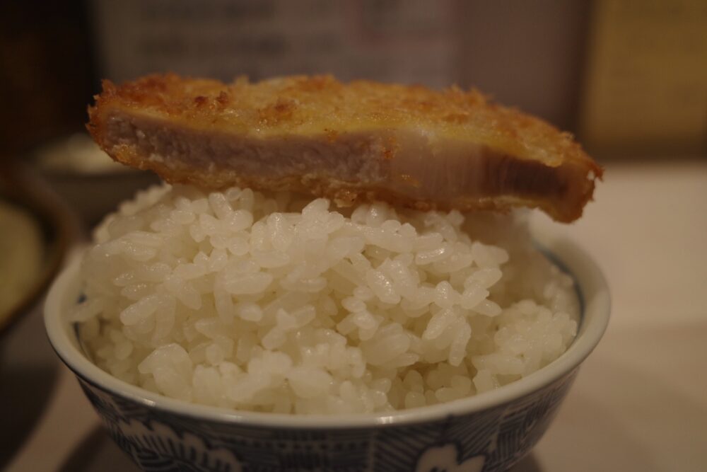 ロースカツをのせたご飯