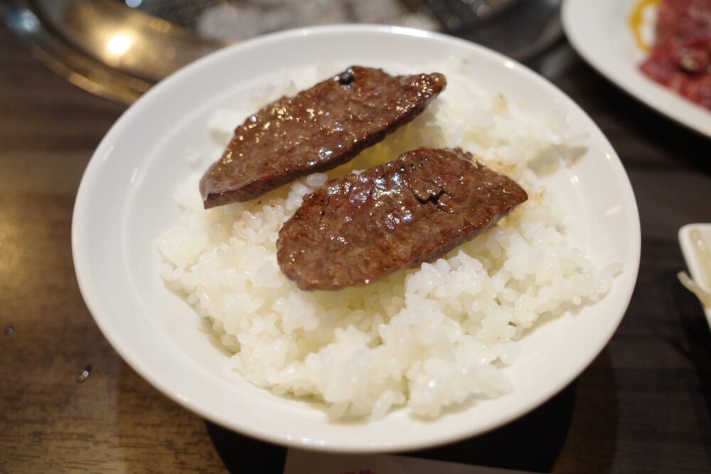 ハラミをのせたご飯