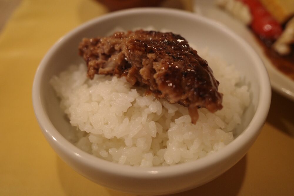 ハンバーグをのせたご飯