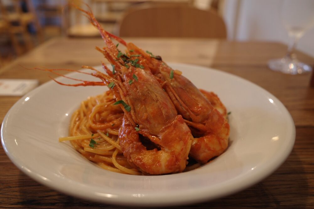 大赤海老の濃厚トマトクリームパスタの盛り具合