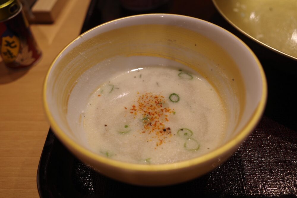 濃厚そば湯を入れたつけ汁