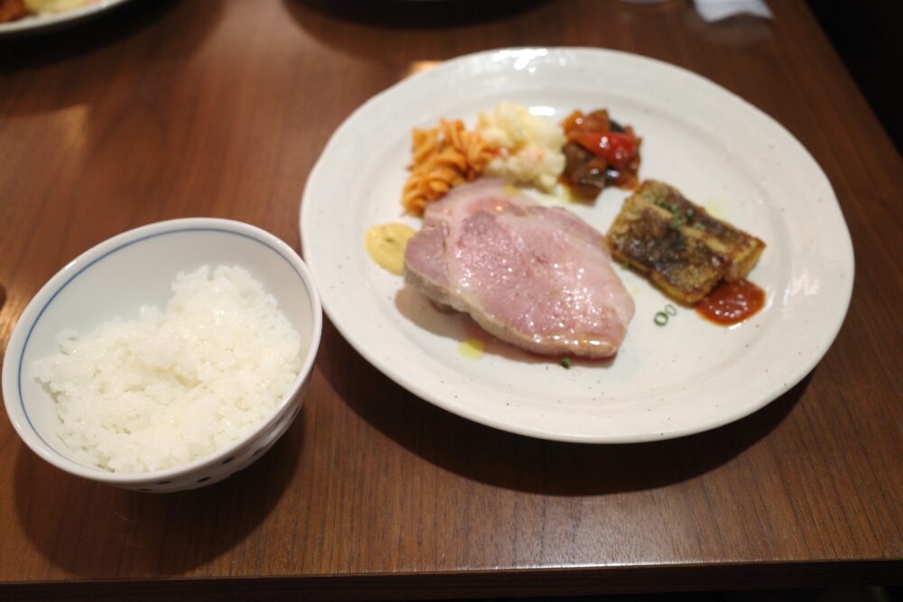 三元豚のオーブン焼き&ハモのフリット+ライス