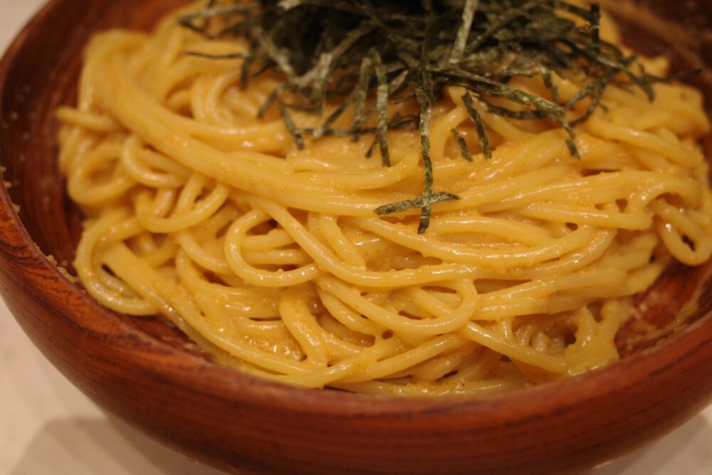 タラコとウニのスパゲッティの表面