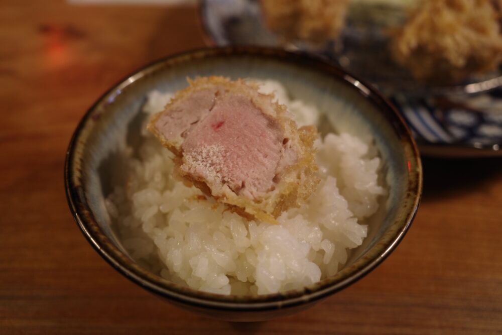 ひれかつをのせたご飯