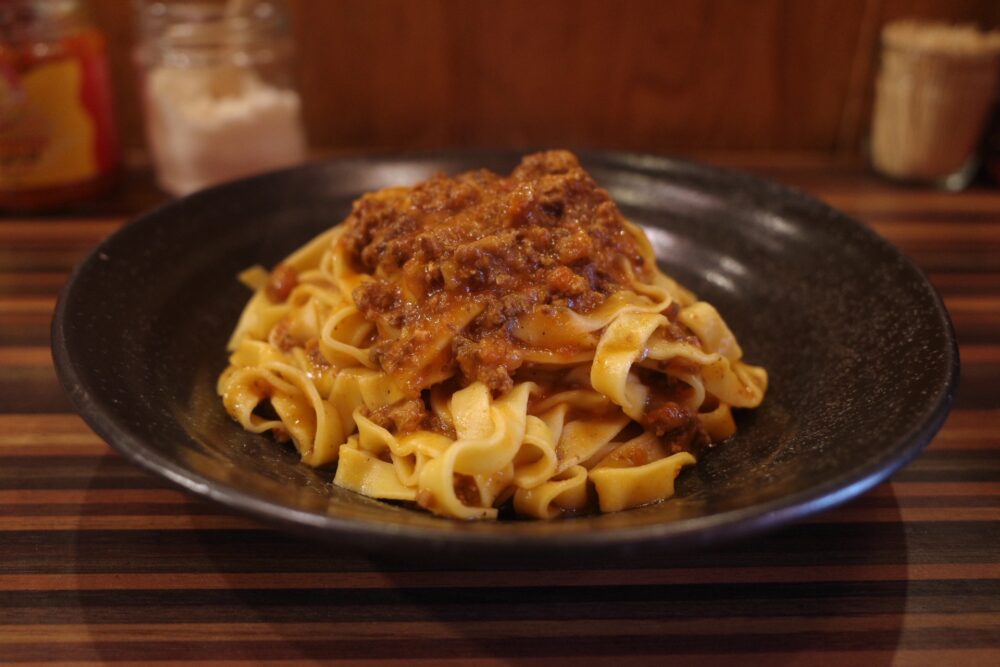 スペランツァ特製ミートソースパスタの盛り具合