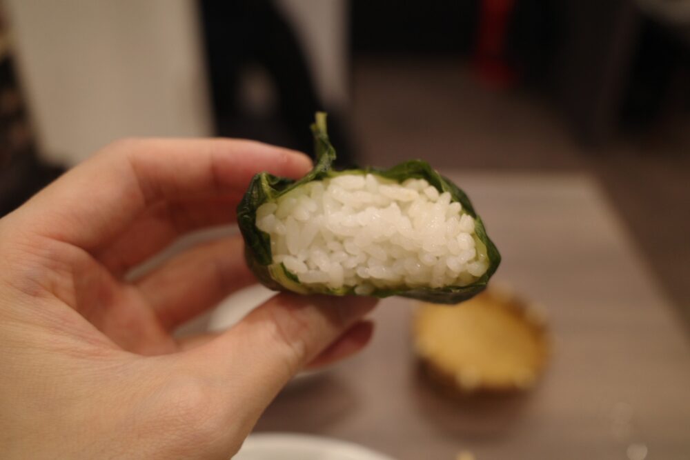 高菜巻きおにぎりの断面