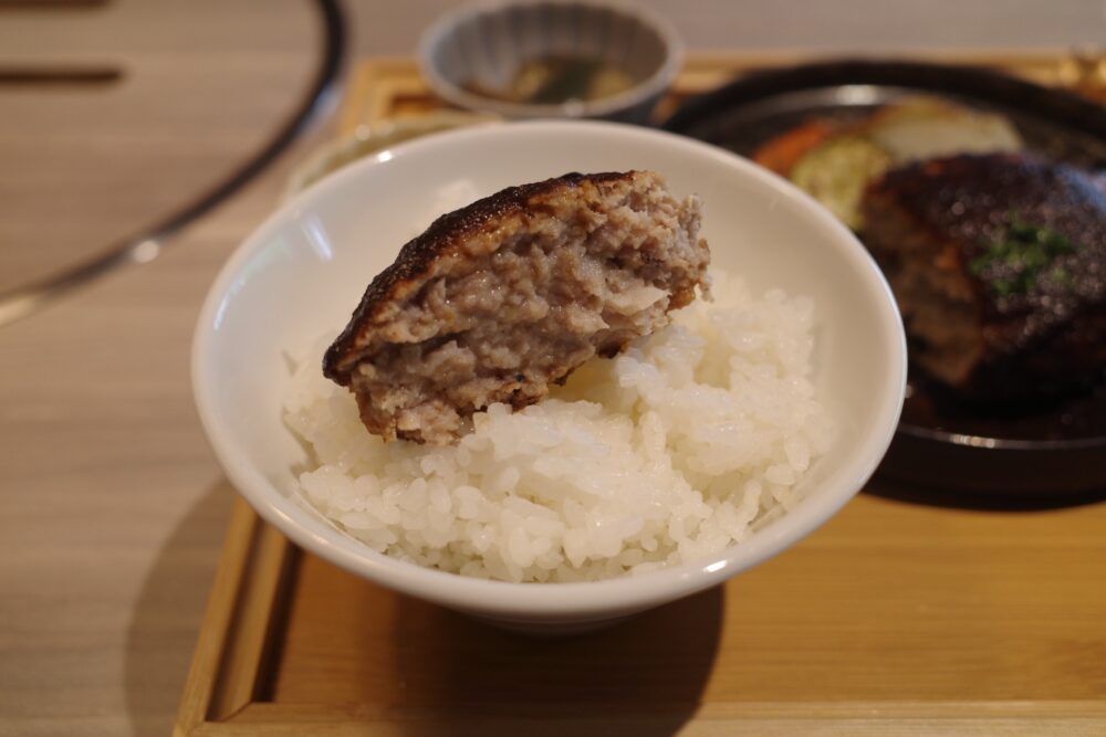 ハンバーグをのせたご飯