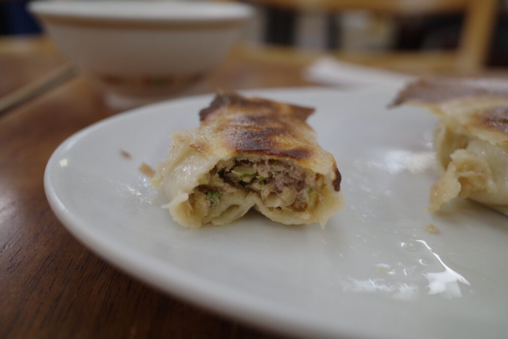 羽付き焼き餃子の断面