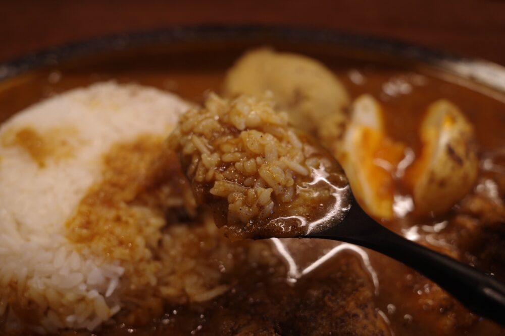 一口のスパイスチキンカレー