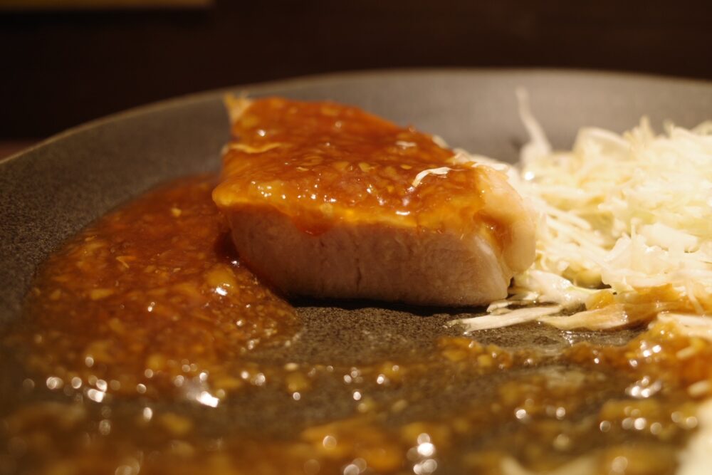 厚切り豚の生姜焼きの断面